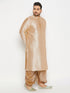 Vastramay Men's Plus Size Gold Zari Weaved Kurta Dhoti Set